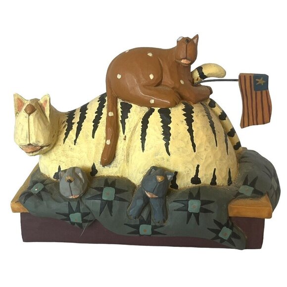 Williraye Studio Cats Figurine American Flag Folk Art Figure Statue WW1318 Y2K - Picture 1 of 11